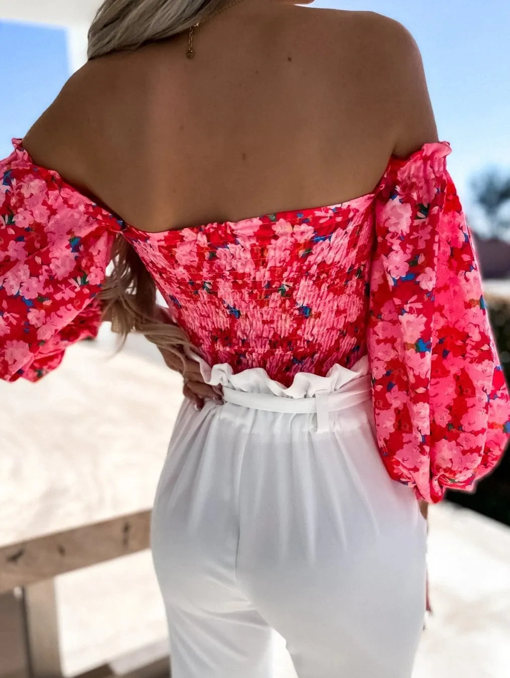 Summer Off-Shoulder Floral Blouse