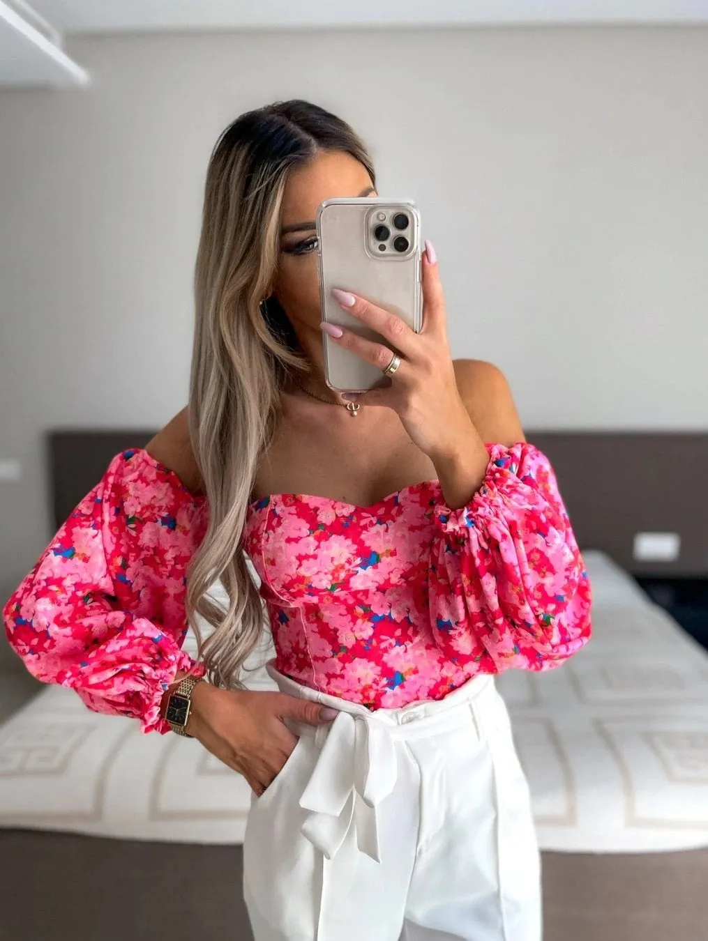 Summer Off-Shoulder Floral Blouse