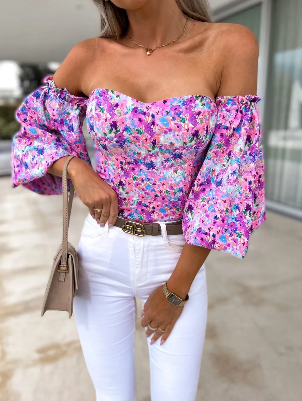 Summer Off-Shoulder Floral Blouse