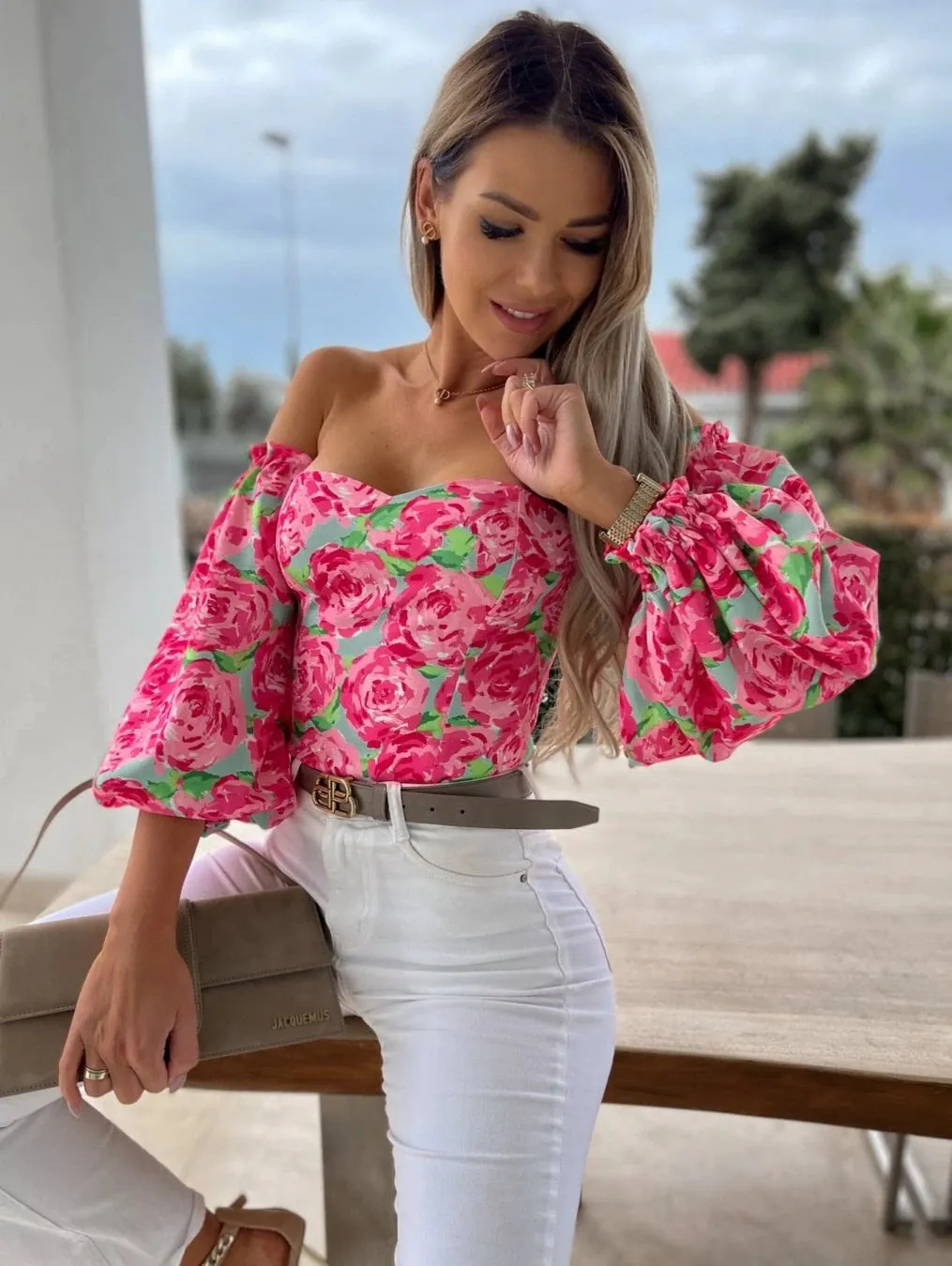 Summer Off-Shoulder Floral Blouse