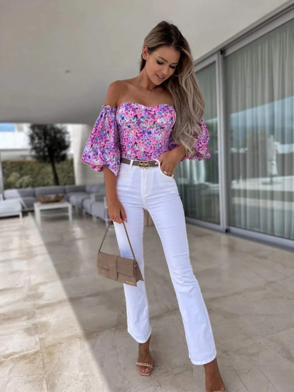 Summer Off-Shoulder Floral Blouse