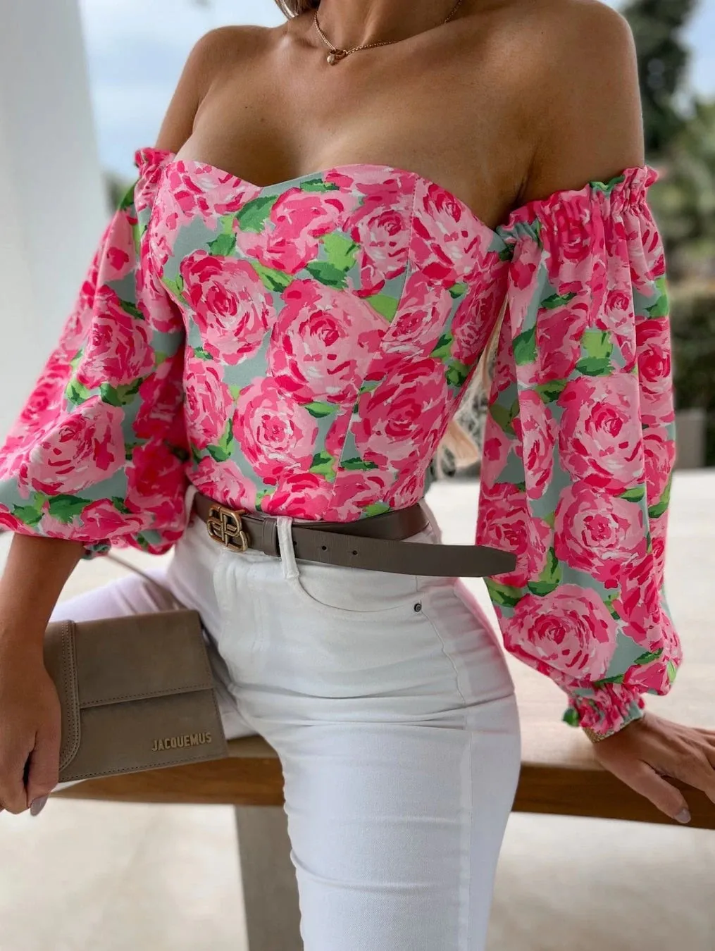 Summer Off-Shoulder Floral Blouse