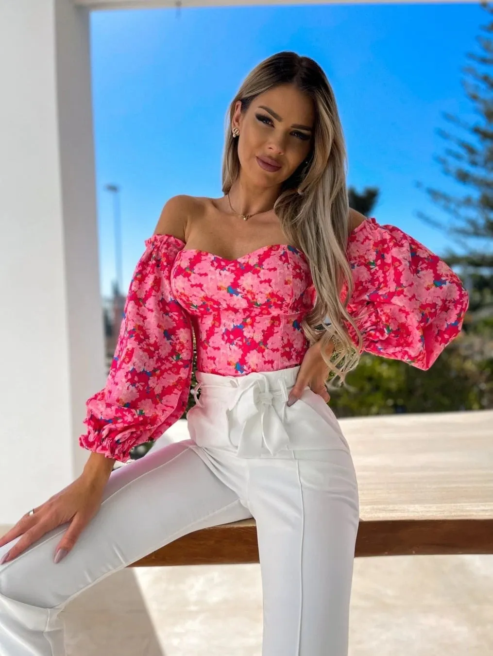 Summer Off-Shoulder Floral Blouse