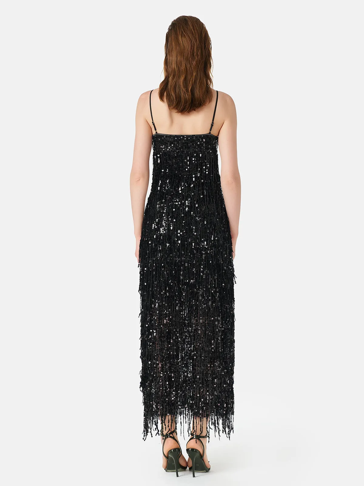 Tassel Sequin Maxi Slip Dress