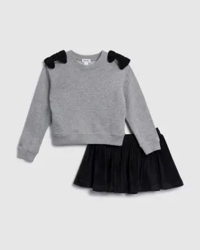 Toddler Girl Bow Long Sleeve Skirt Set