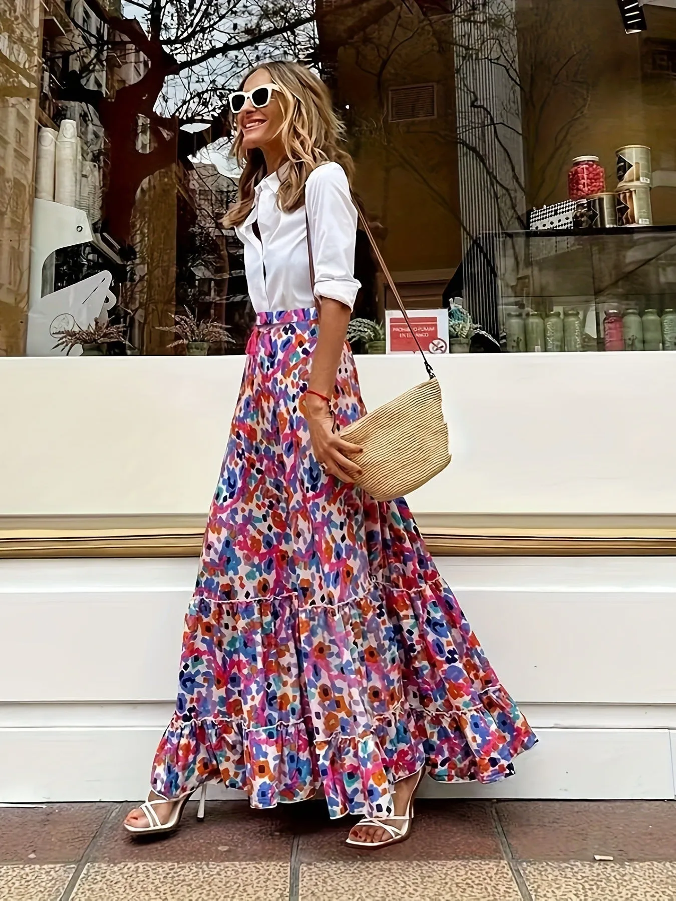 Toleet boho outfits Printed Skirt 2024 Casual Large Swing Long Skirt Women's Skirt