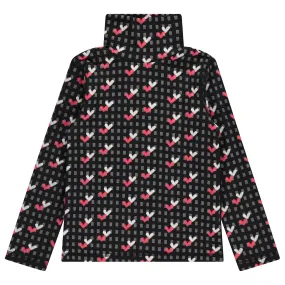 top l/s printed french terry turtleneck - heart print