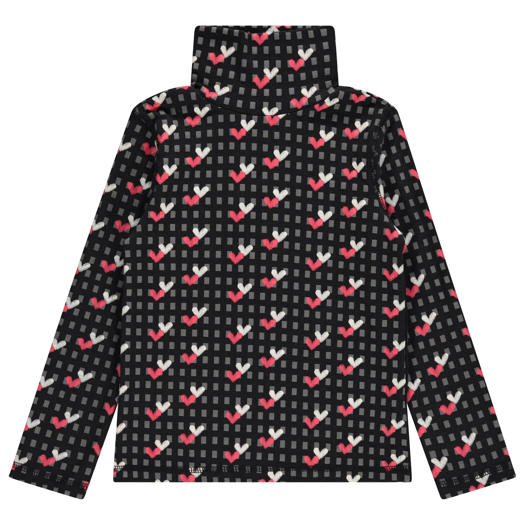 top l/s printed french terry turtleneck - heart print