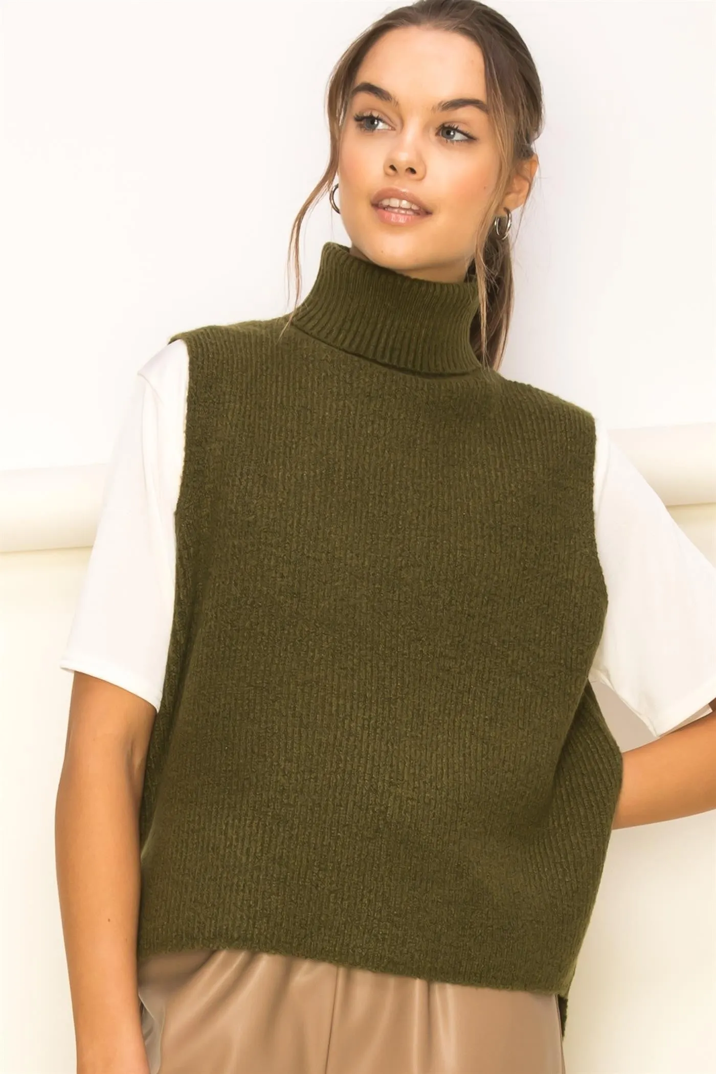 Totally Knit Turtleneck Sleeveless Sweater