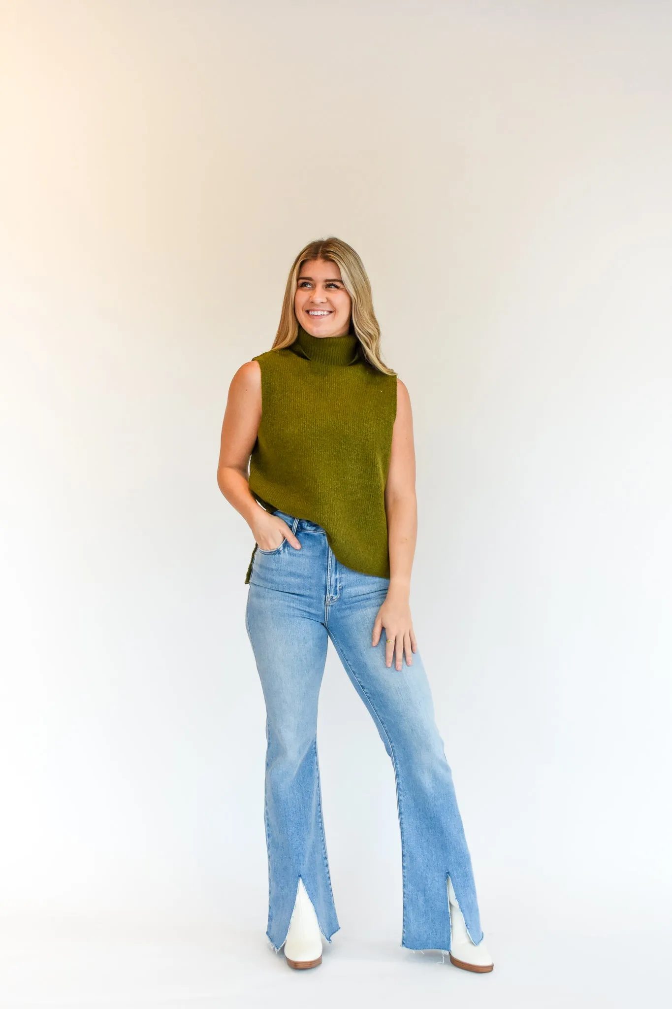 Totally Knit Turtleneck Sleeveless Sweater