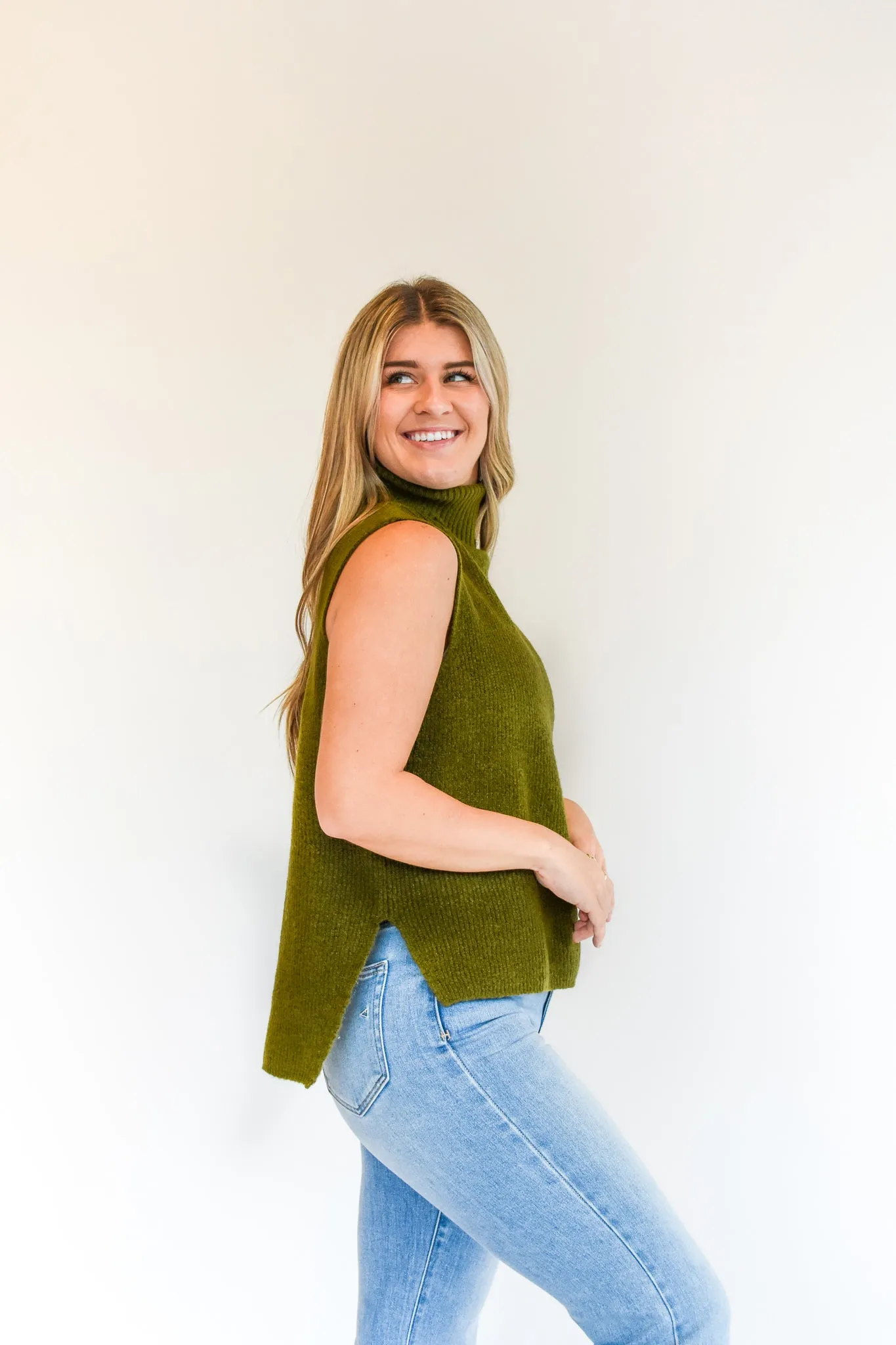 Totally Knit Turtleneck Sleeveless Sweater