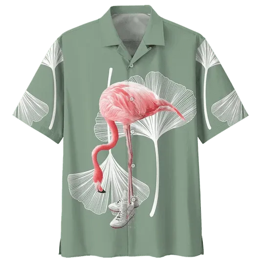 Tropical Flamingo Ornamental Hawaiian Shirt, flamingo shirts mens