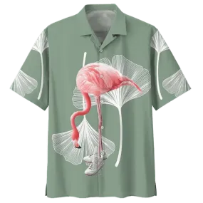 Tropical Flamingo Ornamental Hawaiian Shirt, flamingo shirts mens