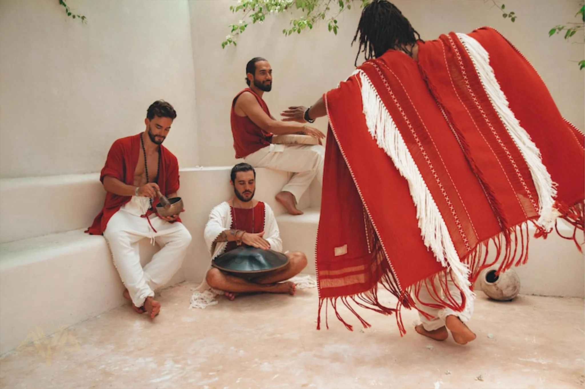 Unisex Handwoven Cotton Wine Red Poncho