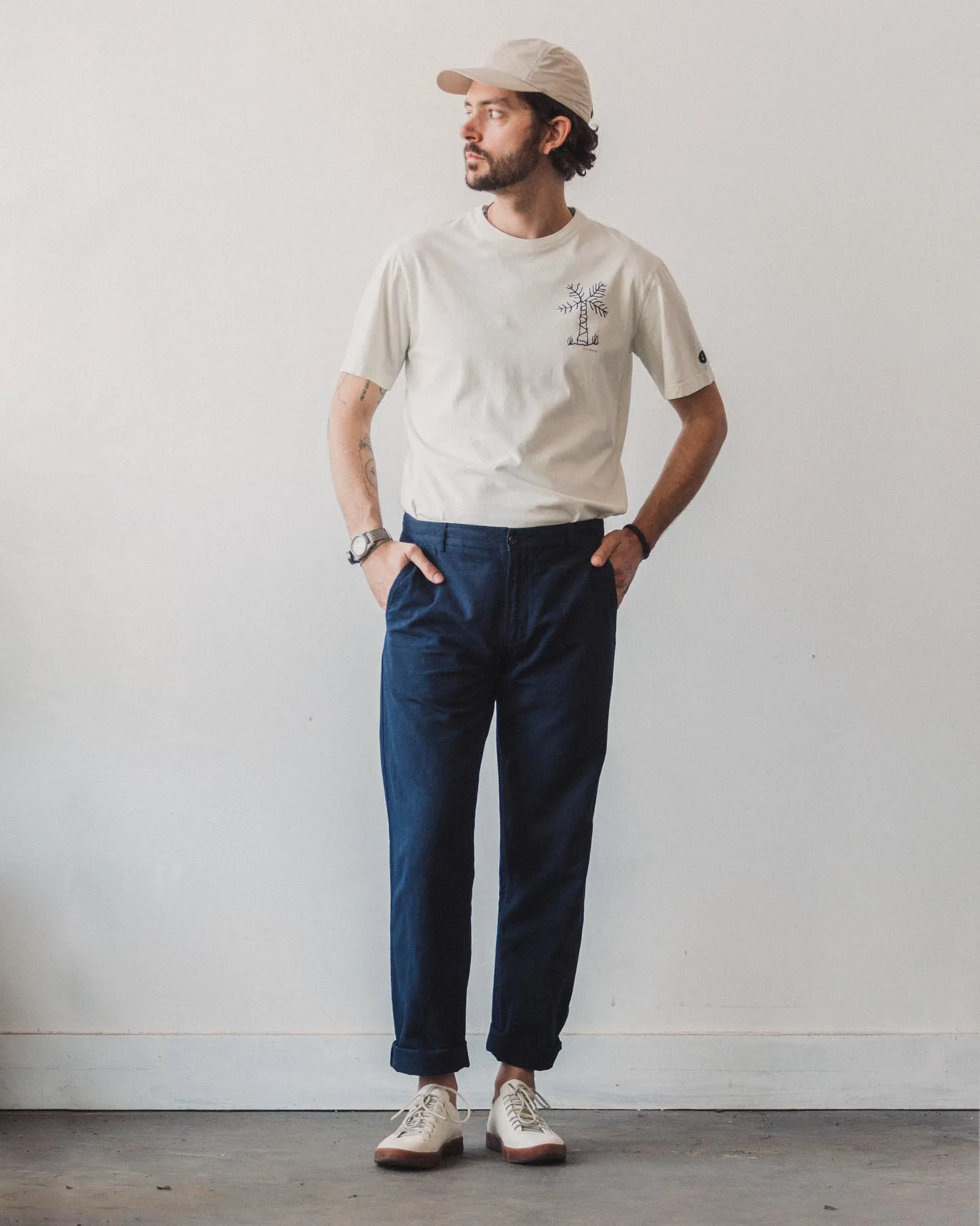 Universal Works Linen Aston Pant, Navy