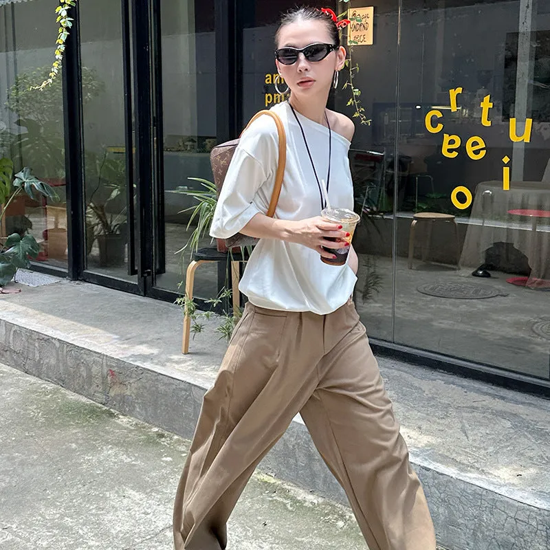 Uniwim summer outfits inspo Street Wide-Leg Workwear Straight Casual Pants Pleated Loose Slimming Mop Straight Pants K335