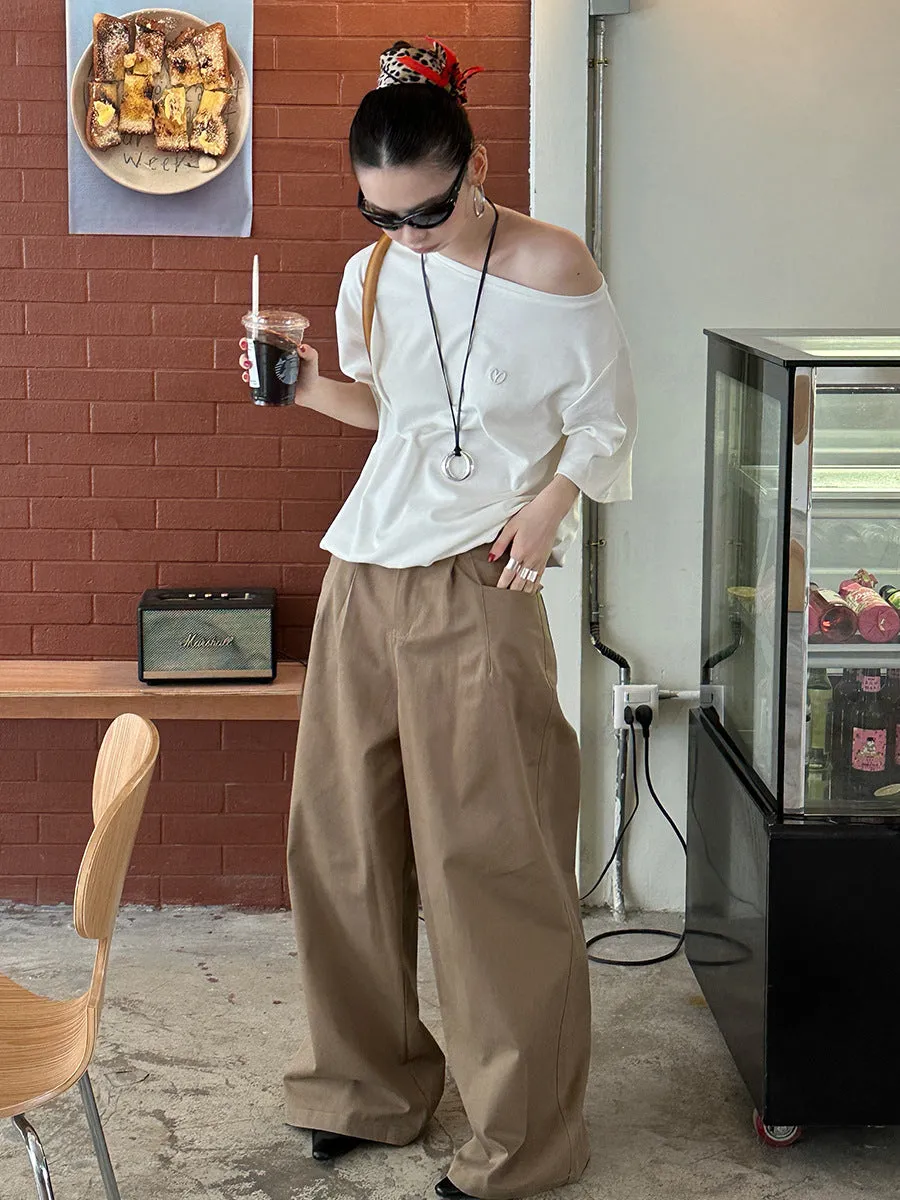 Uniwim summer outfits inspo Street Wide-Leg Workwear Straight Casual Pants Pleated Loose Slimming Mop Straight Pants K335