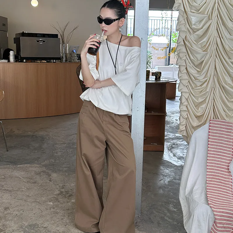 Uniwim summer outfits inspo Street Wide-Leg Workwear Straight Casual Pants Pleated Loose Slimming Mop Straight Pants K335