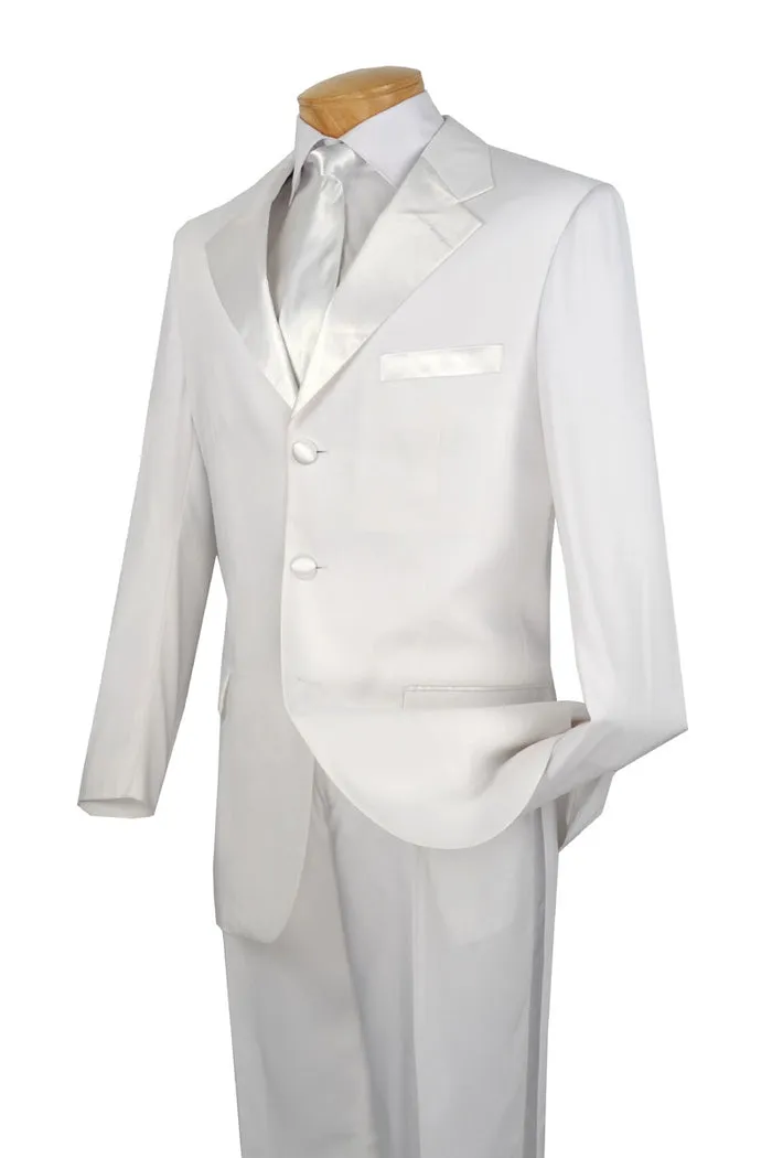 Vinci Regular Fit 2 Piece 3 Button Tuxedo White T-3HT