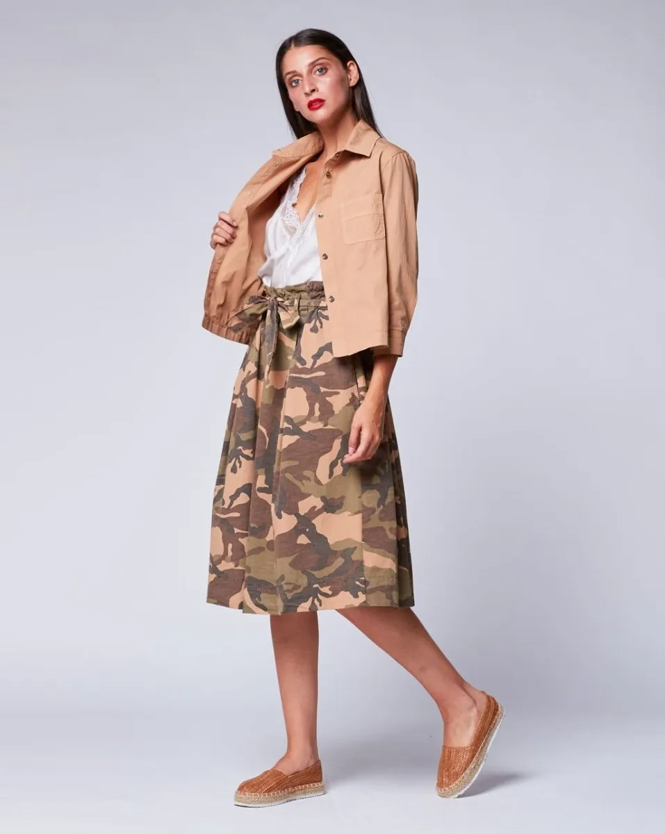 Vintage Camo Pleated Bow-Tie Skirt