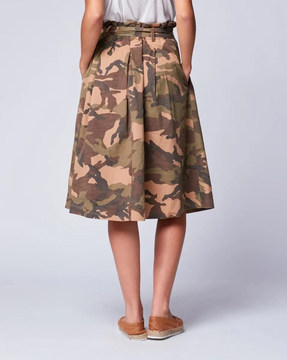 Vintage Camo Pleated Bow-Tie Skirt