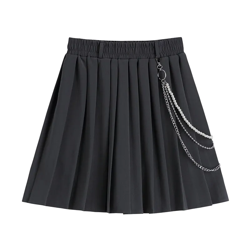 vintage chain pleated skirt  KF83066