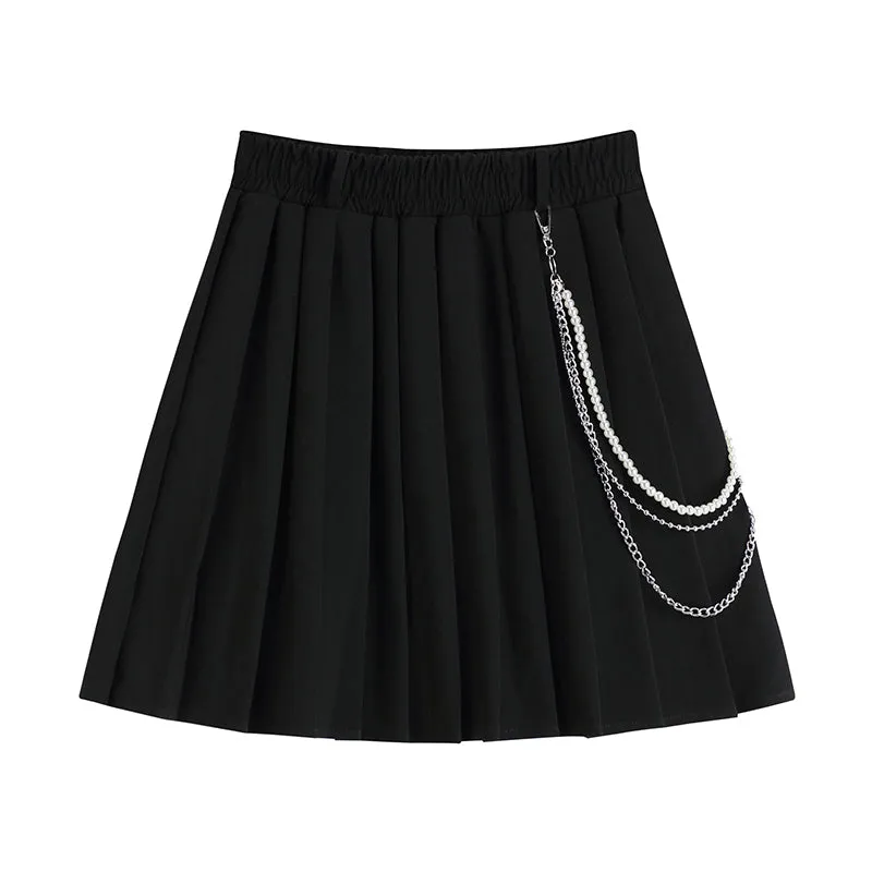 vintage chain pleated skirt  KF83066