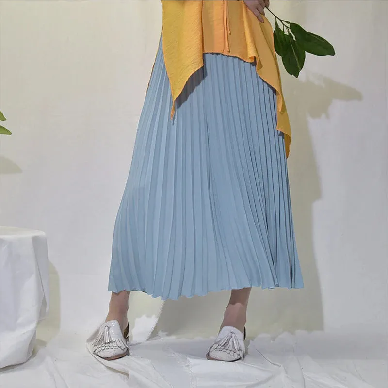 Vintage Pleated Midi Long Skirt