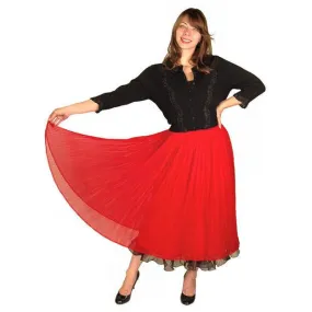 Vintage Skirt Red Pleated Nylon Chiffon 1940S Small 25" Waist