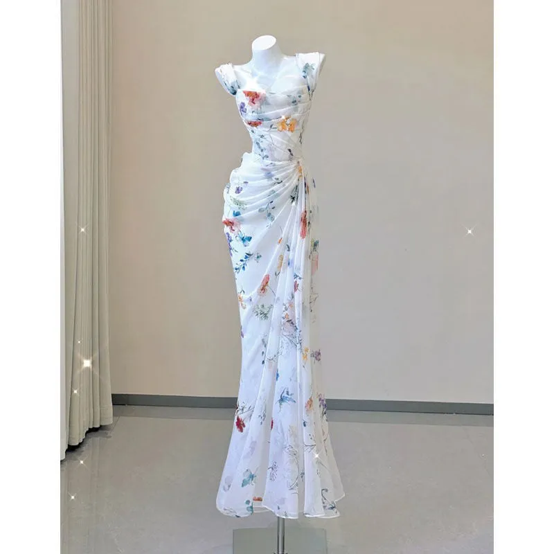 Wenkouban dress to impress codes Gentle Style Printed Chic Unique Niche French Style Suspender Dress Wedding Dress