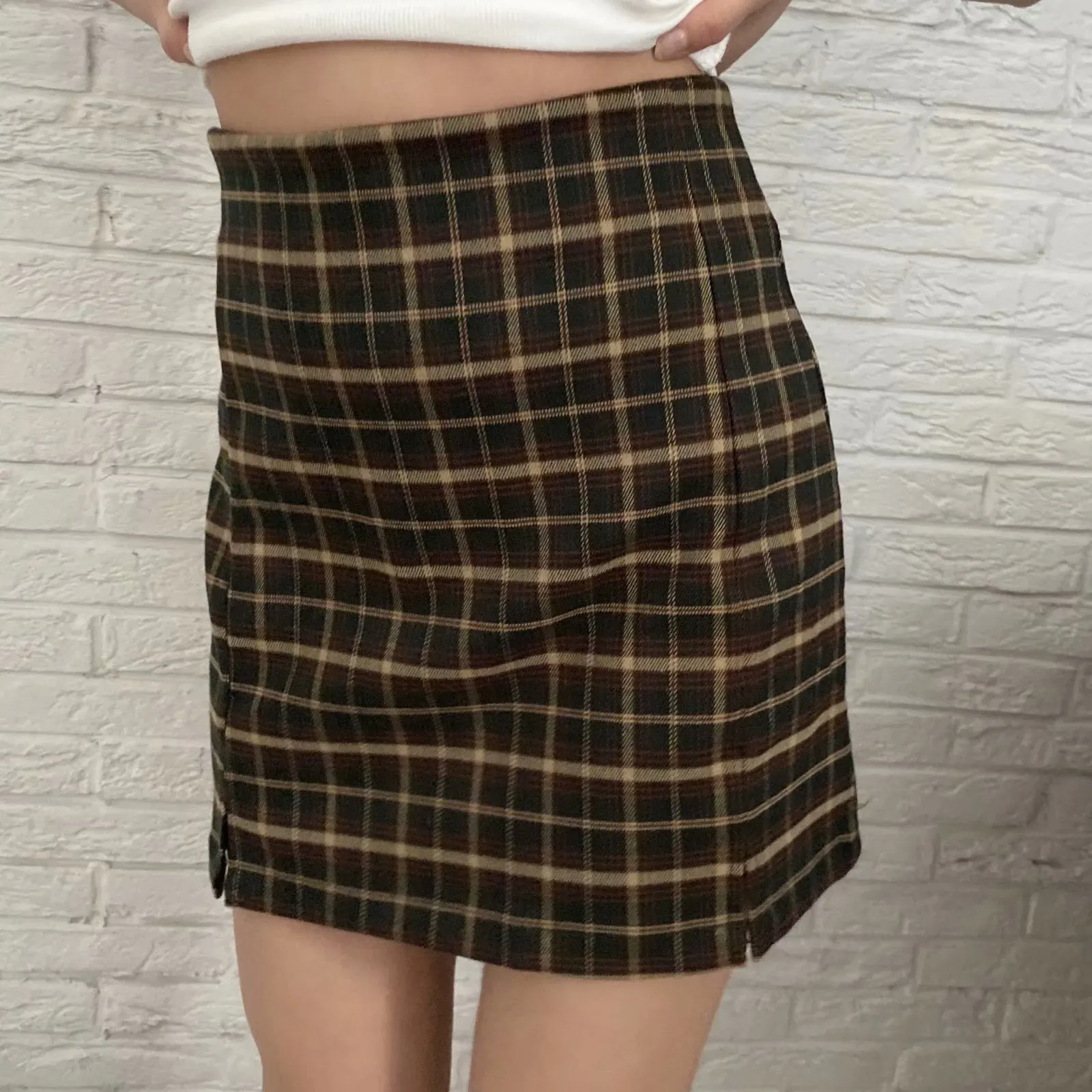 Wenkouban Fall street style Plaid Split All-Match Sheath Skirt Women's Mini Skirt