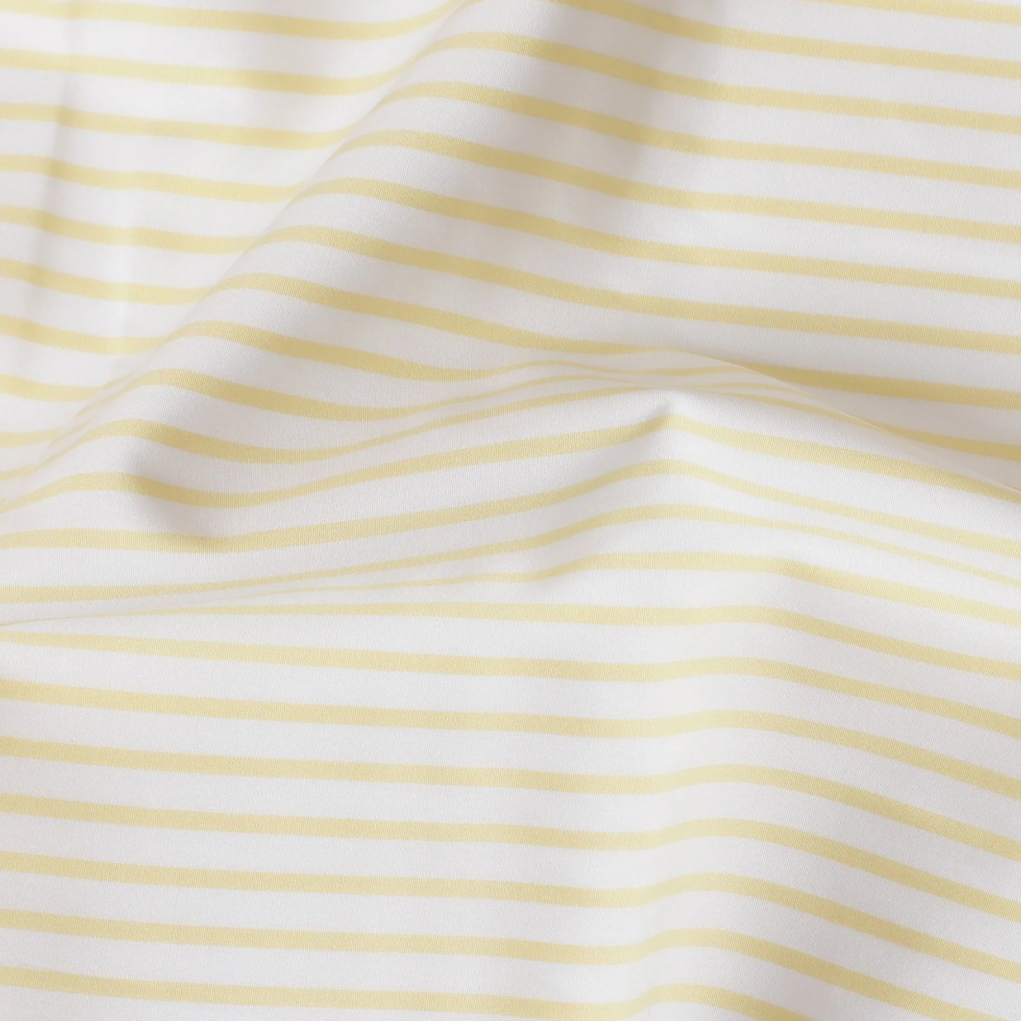 White Premium pure 100% cotton shirting fabric with yellow print in stripe design-D16633