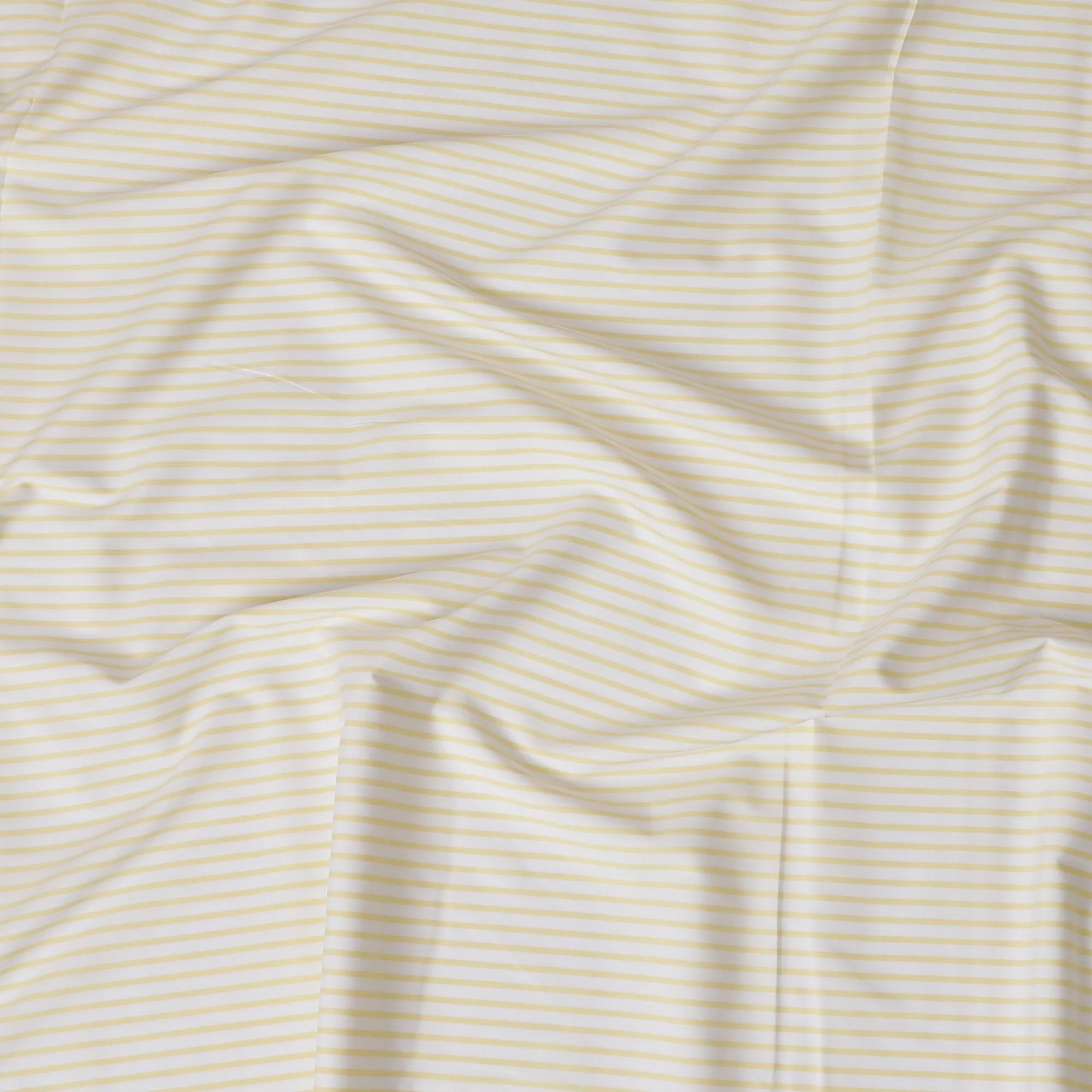 White Premium pure 100% cotton shirting fabric with yellow print in stripe design-D16633