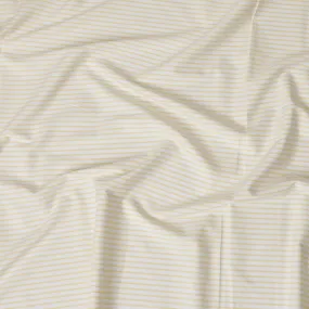 White Premium pure 100% cotton shirting fabric with yellow print in stripe design-D16633