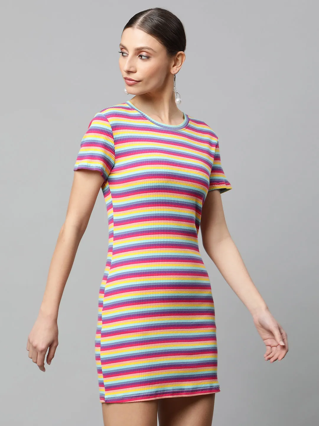 Women Striped Slim Fit Bodycon Dress