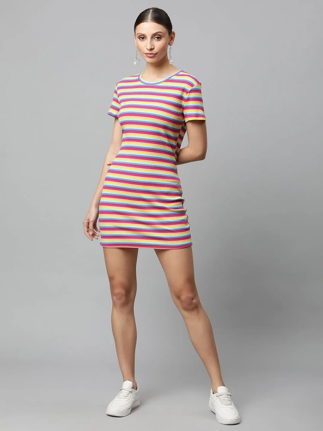 Women Striped Slim Fit Bodycon Dress