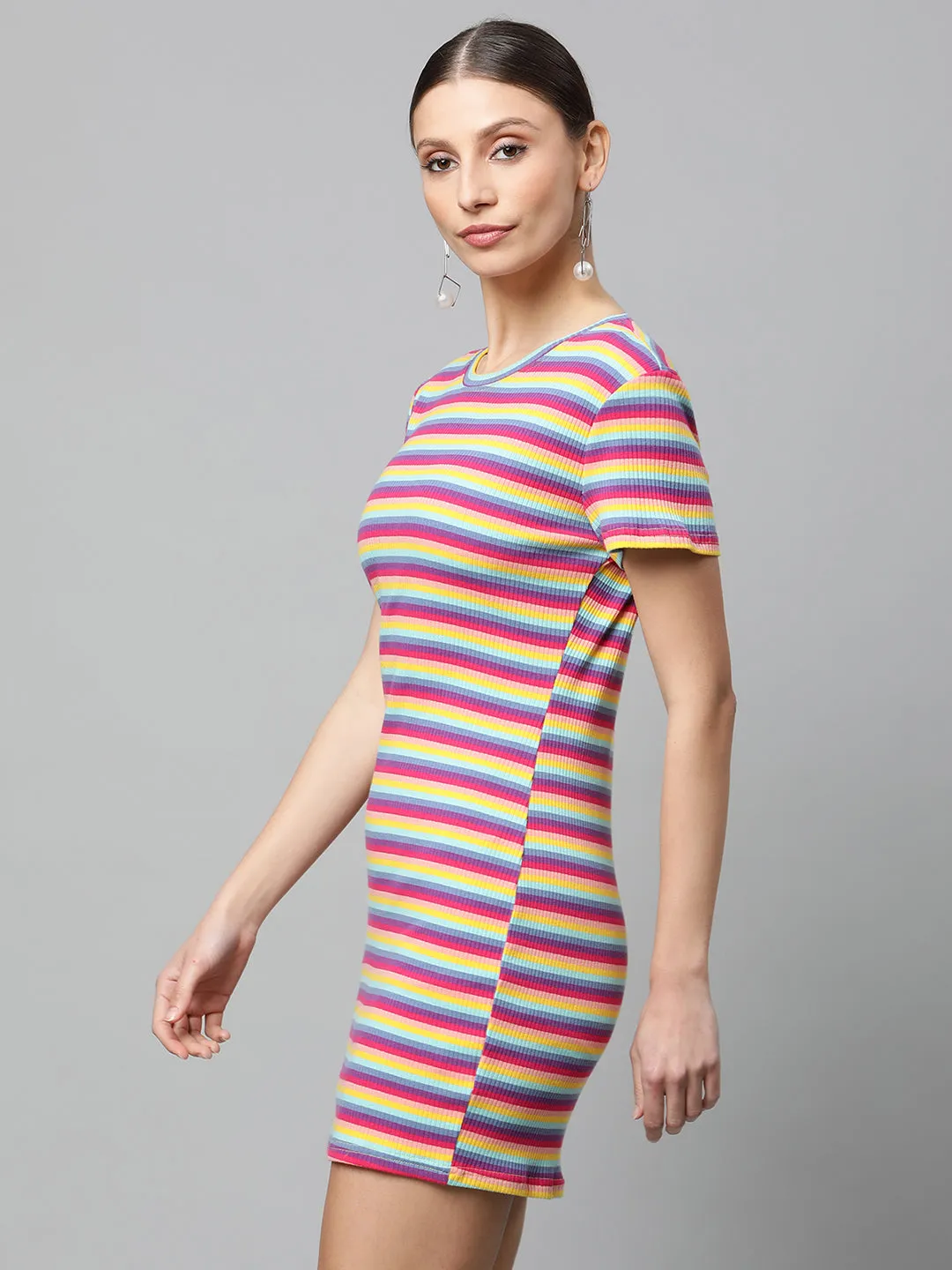 Women Striped Slim Fit Bodycon Dress