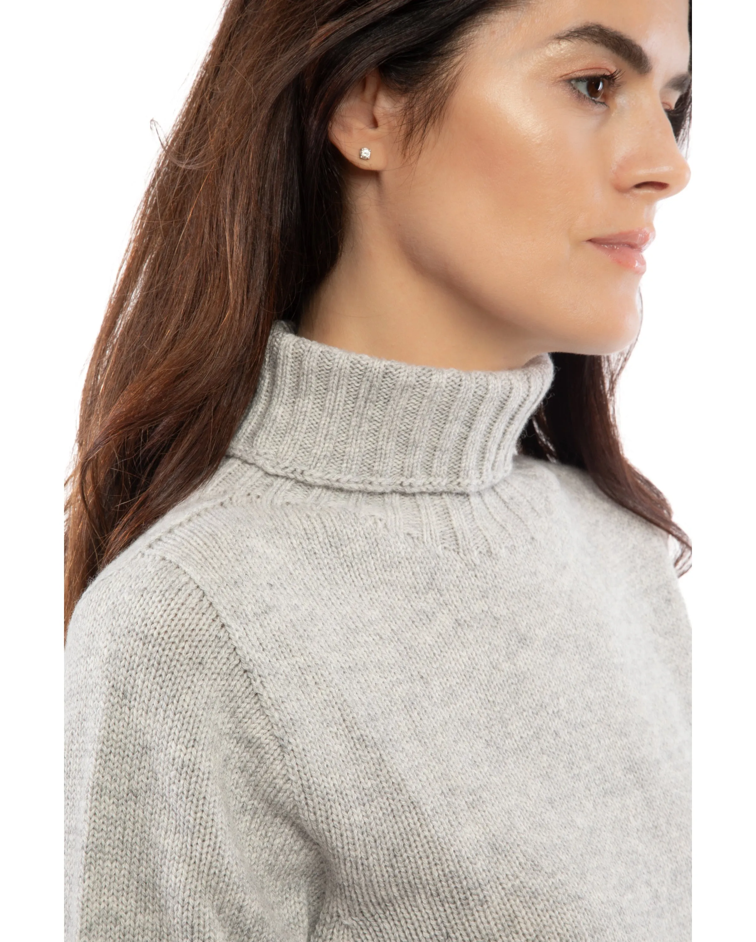 Women's Classic Cashmere Turtleneck Sweater Melange Gray