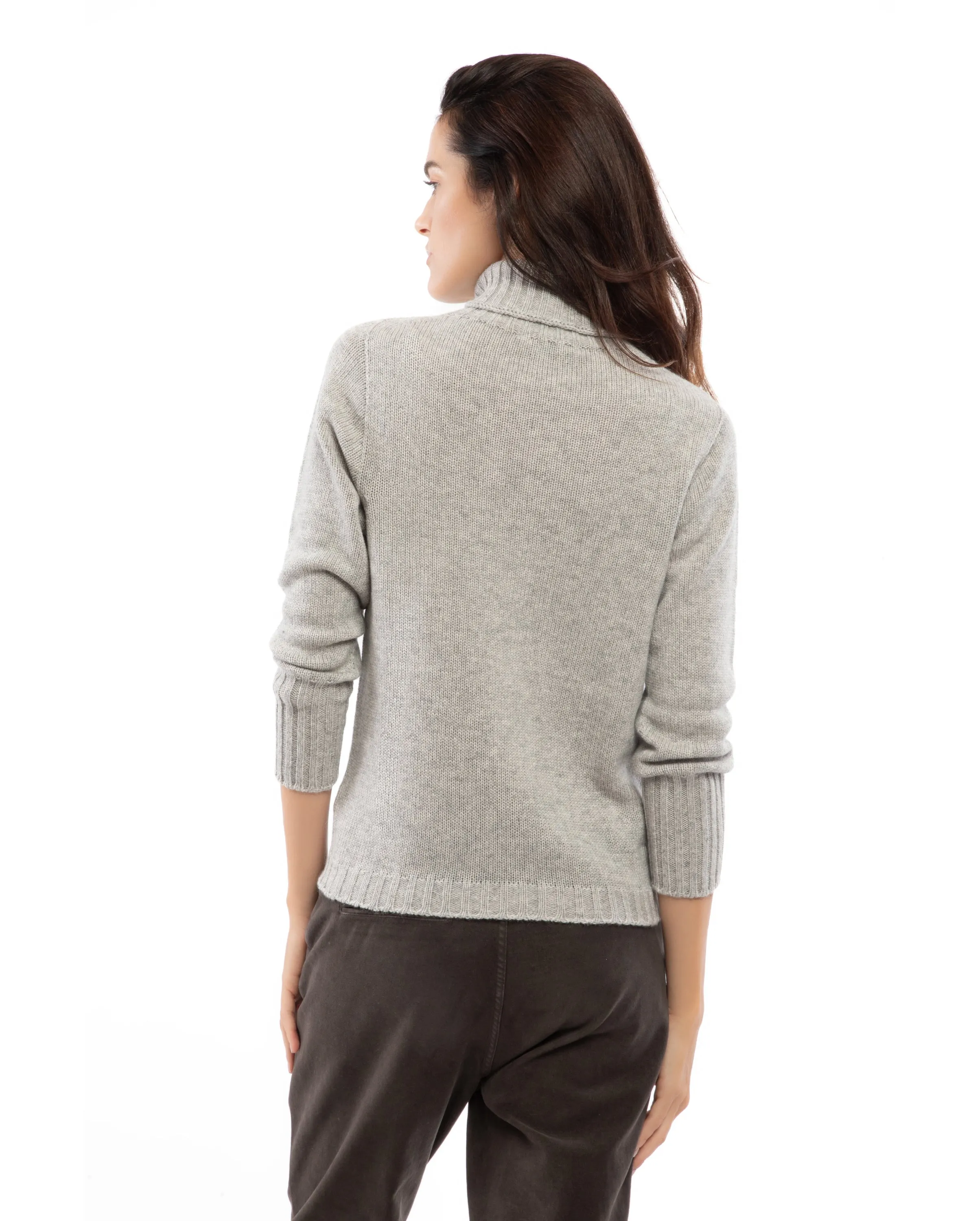 Women's Classic Cashmere Turtleneck Sweater Melange Gray