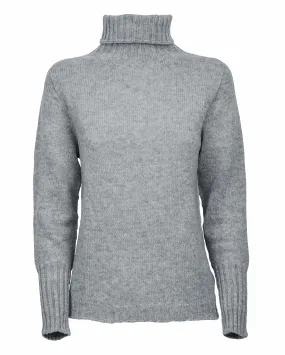 Women's Classic Cashmere Turtleneck Sweater Melange Gray