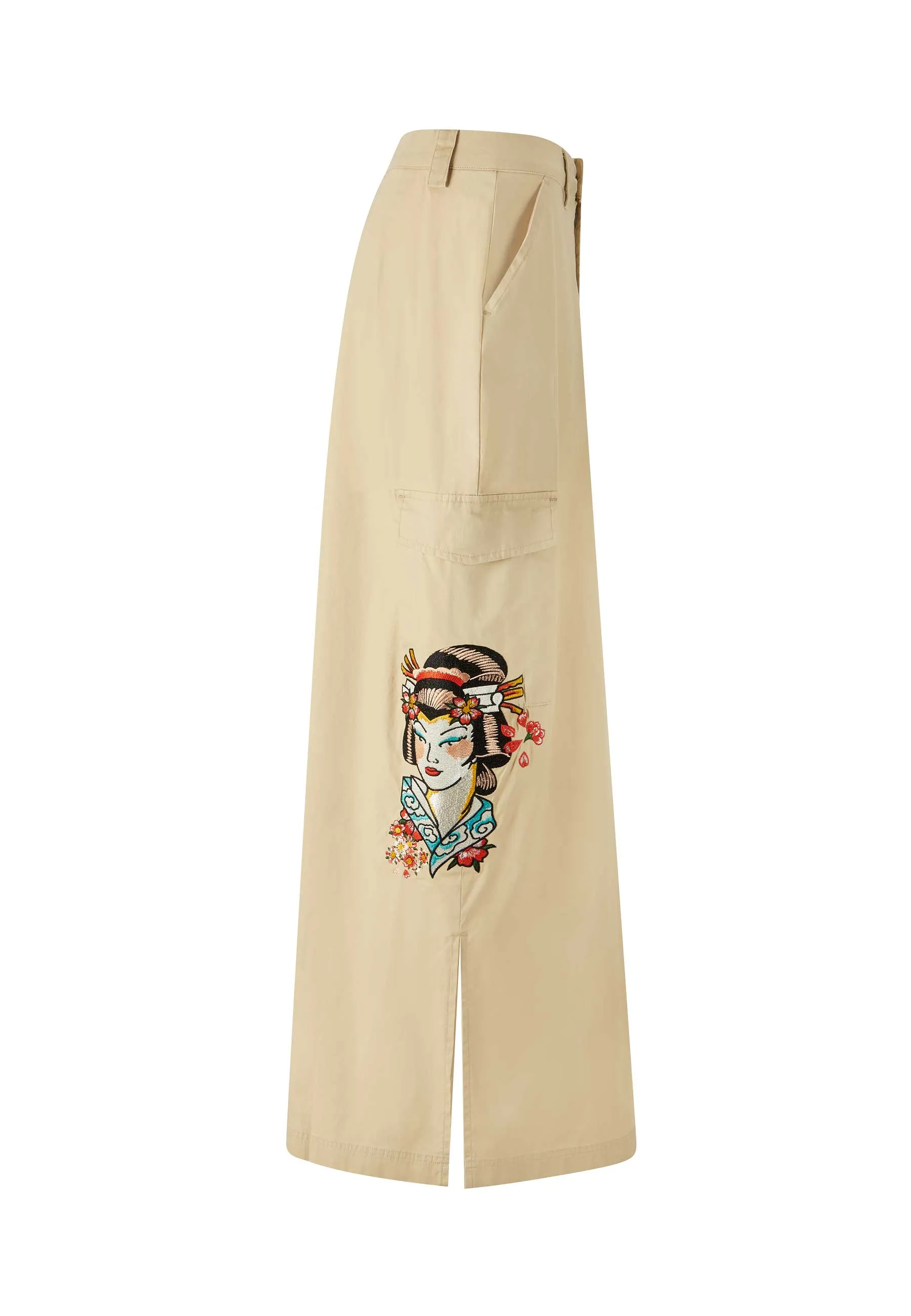 Womens Geisha Cargo Skirt - Beige