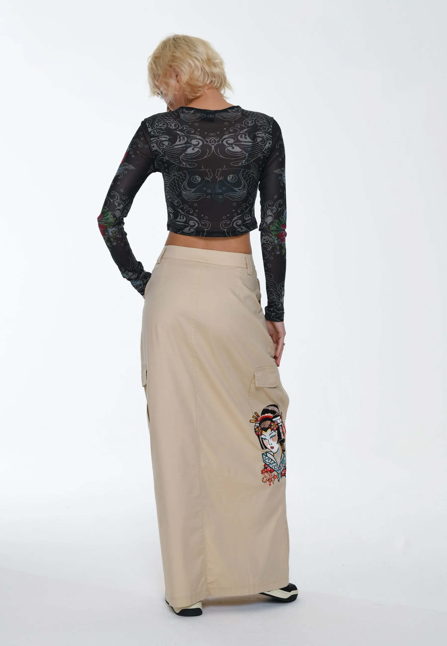 Womens Geisha Cargo Skirt - Beige