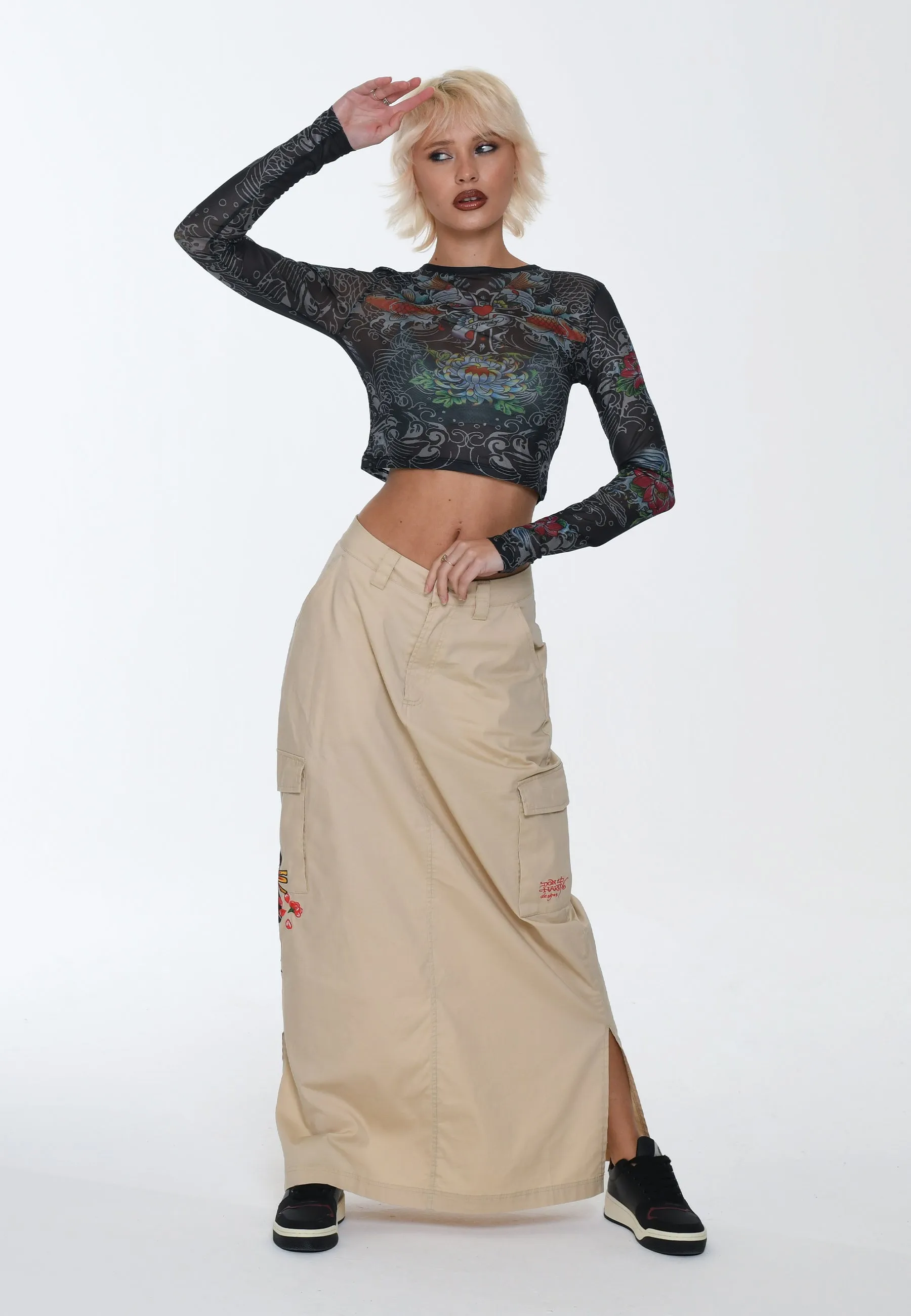 Womens Geisha Cargo Skirt - Beige