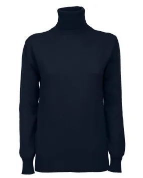 Women's Pure Cashmere Turtleneck Sweater Night Blue