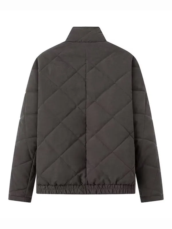 Women's Solid Button-Up Quilted Jacket