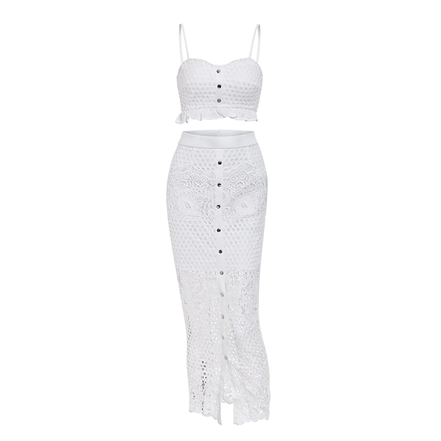 Women's Summer Hollow Out Bodycon Two-Piece Dress