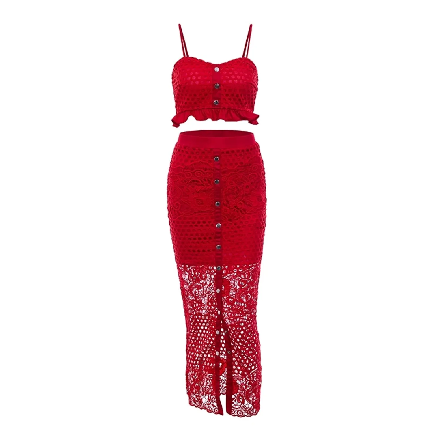 Women's Summer Hollow Out Bodycon Two-Piece Dress