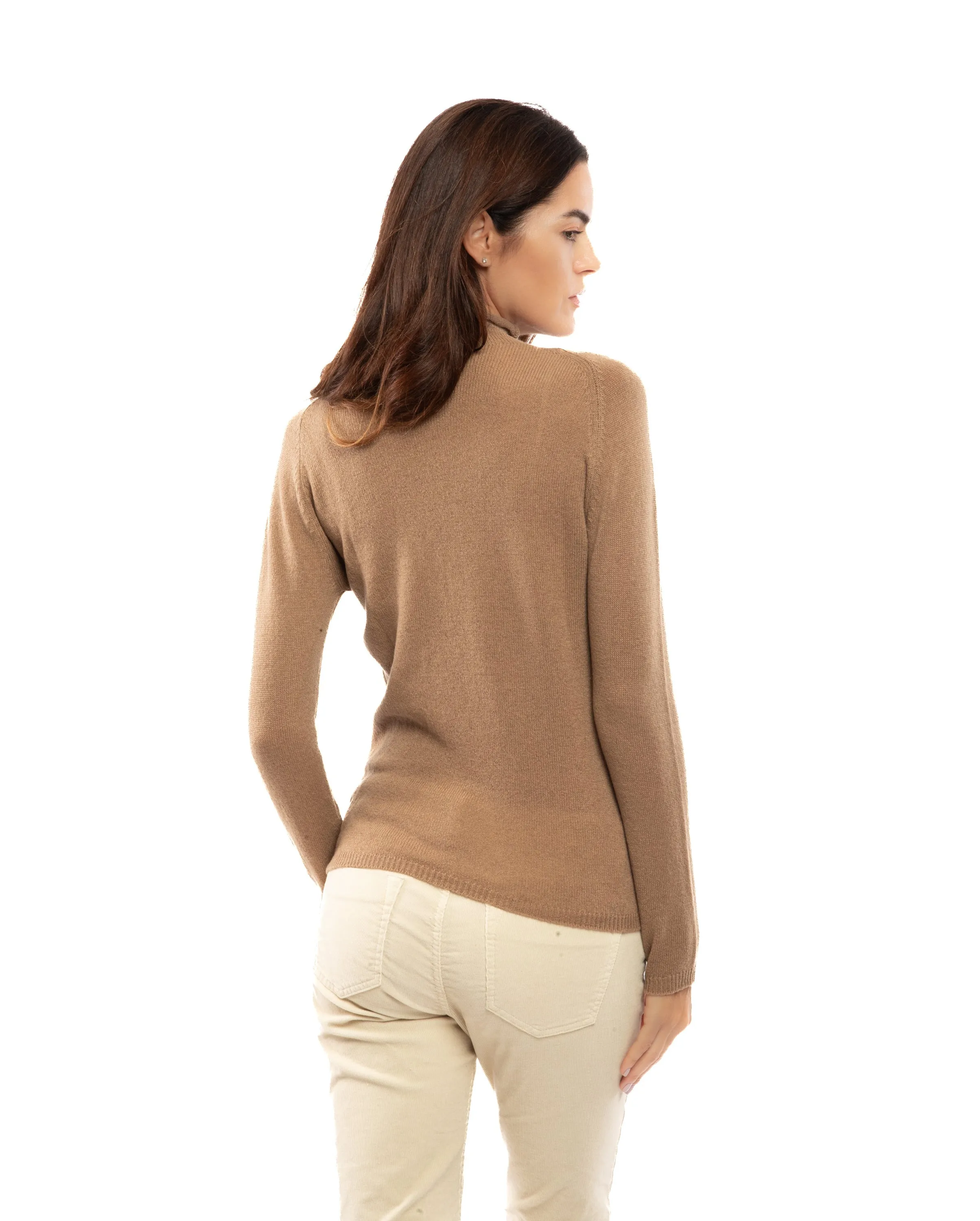 Women's Ultralight Cashmere Raglan Turtleneck Taupe