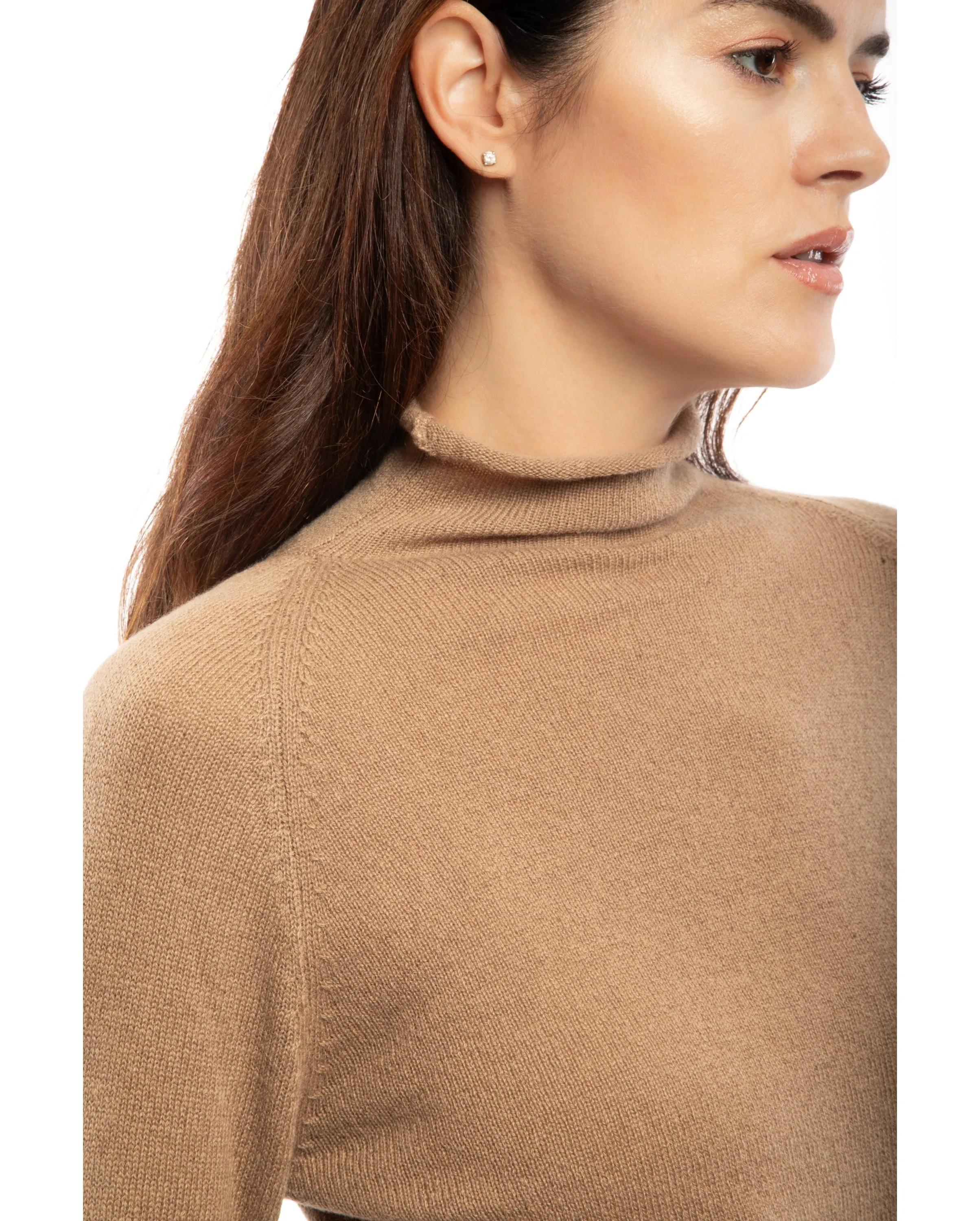 Women's Ultralight Cashmere Raglan Turtleneck Taupe