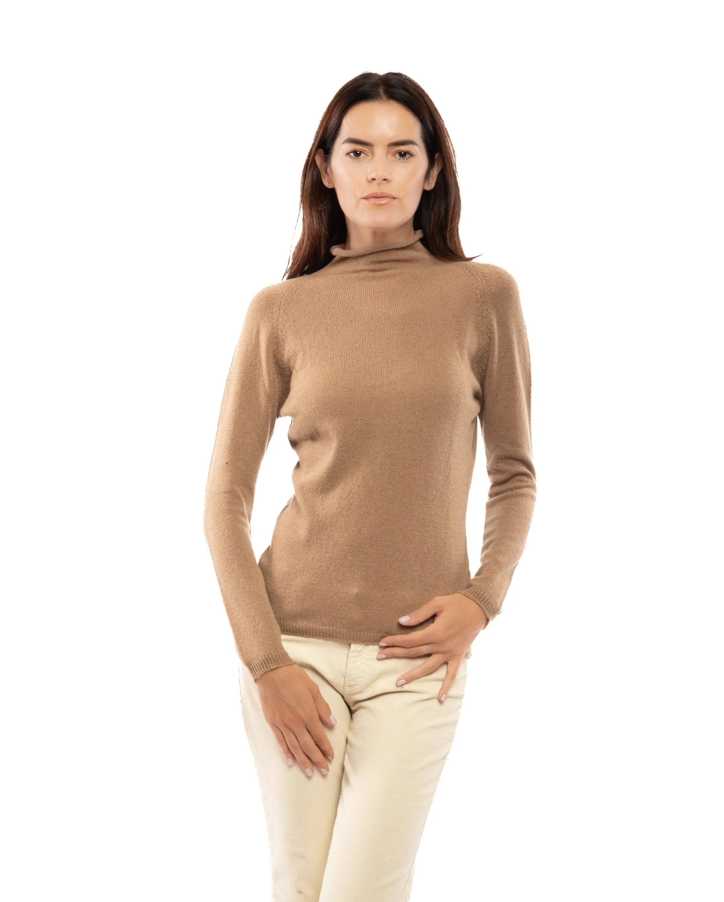 Women's Ultralight Cashmere Raglan Turtleneck Taupe